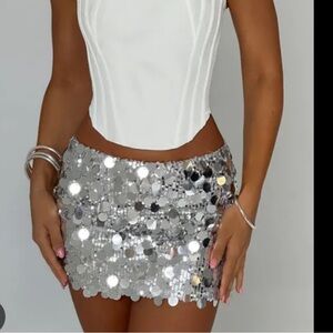 Babyboo Fashion Anissa Mini Skirt Silver Size M